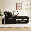 3 In 1 Sofa Bed, Convertible Sleeper Chair Sofa Bed Adjustable Pull Out Sleeper Chair Bed Multi Pockets Folding Sofa Bed For Living Room Bedroom Small Space Black Black Velvet 1 Seat