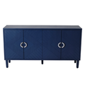 Stylish And Functional 4 Door Storage Cabinet With Pine Legs And Mdf, For Living Room Bedroom,And Kitchen,Navy Blue Navy Blue Mdf