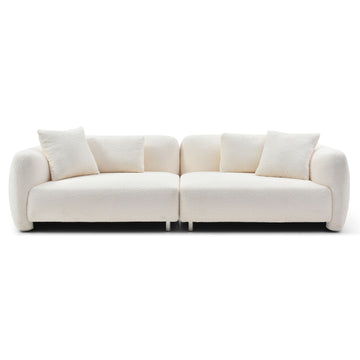 110.23'' Oversized Sofa Comfy Teddy Boucl Couch With 4 Pillows Premium 3 Seater Bubble Couch For Living Room Bedroom,Home Office Beige Beige Teddy