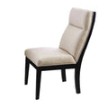 Set Of 2 Padded Fabric Dining Chairs In Black And Beige Solid Beige Dining Room Dining Chairs Wood Fabric