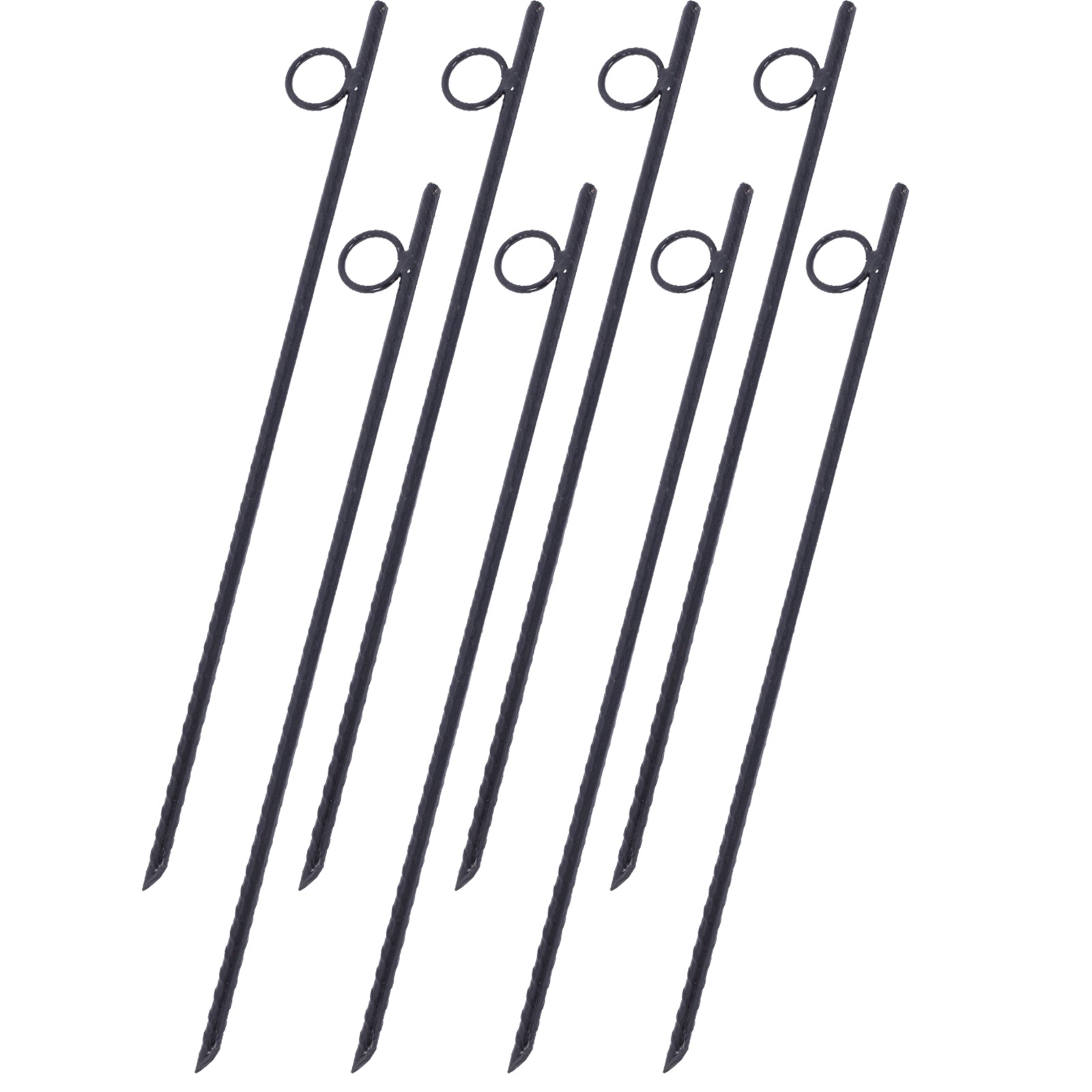 Rebar Stake With Loop 8Pcs Grip Rebar 3 8X 18 Inch Steel Durable Heavy Duty Tent Canopy Ground Stakes With Angled Ends And 1 Inch Loops For Campsites And Canopies Black Steel