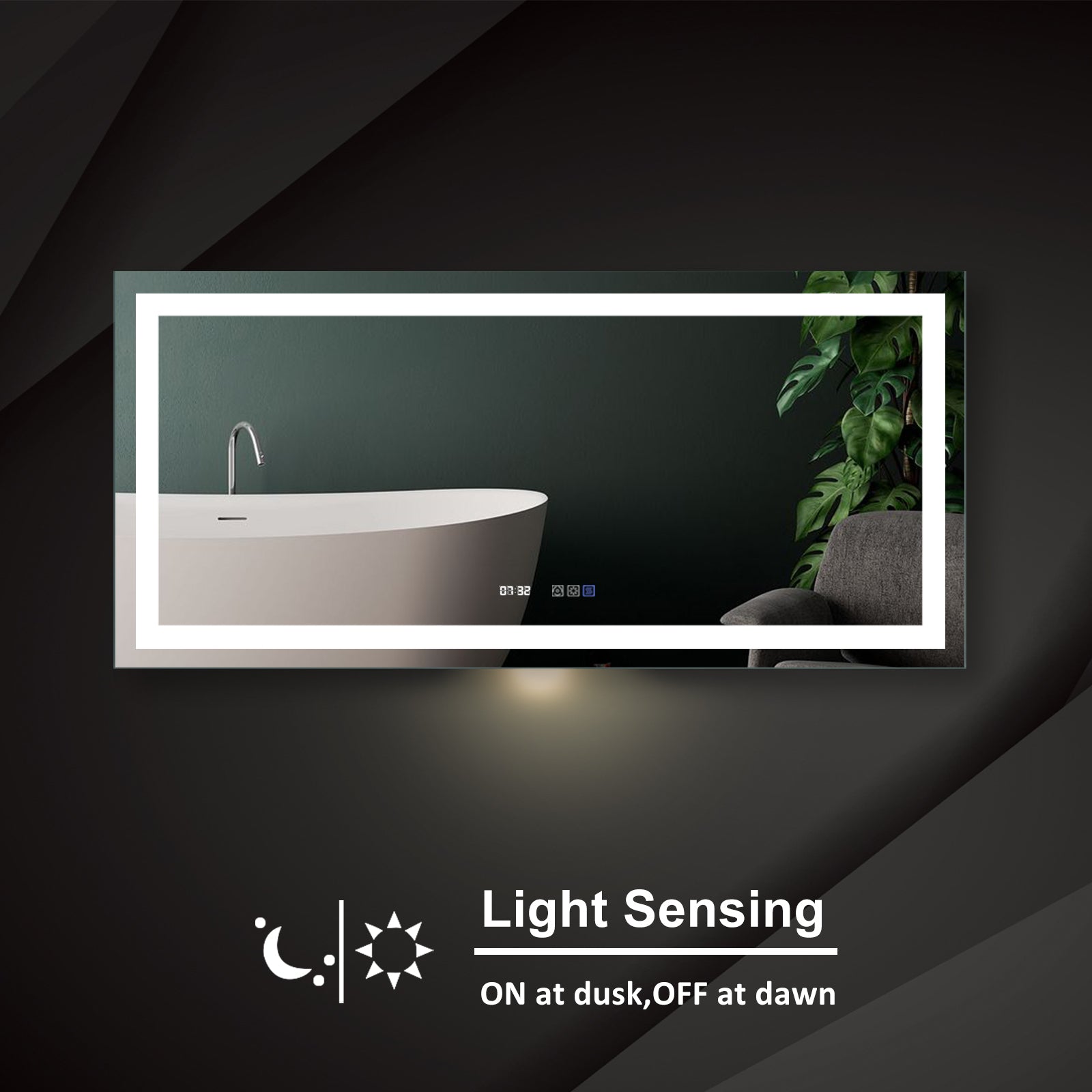 Led Bathroom Vanity Mirror60 X 28 Inch,Front Light,Clock&Room Temp Display,Defog,Stepless Dimming,Night Light,Lights 3 Color Temper Change,Wall Mounted Led Bathroom Mirror 60X28 Silver Aluminum