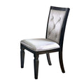 Set Of 2 Dining Side Chair In Black And Silver Finish Black Dining Room Dining Chairs Tufted Back Faux Leather