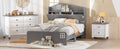 3 Pieces Bedroom Sets Twin Size House Bed With Storage Headboard, Wooden Nightstand And Storage Dresser,Gray Gray Wood