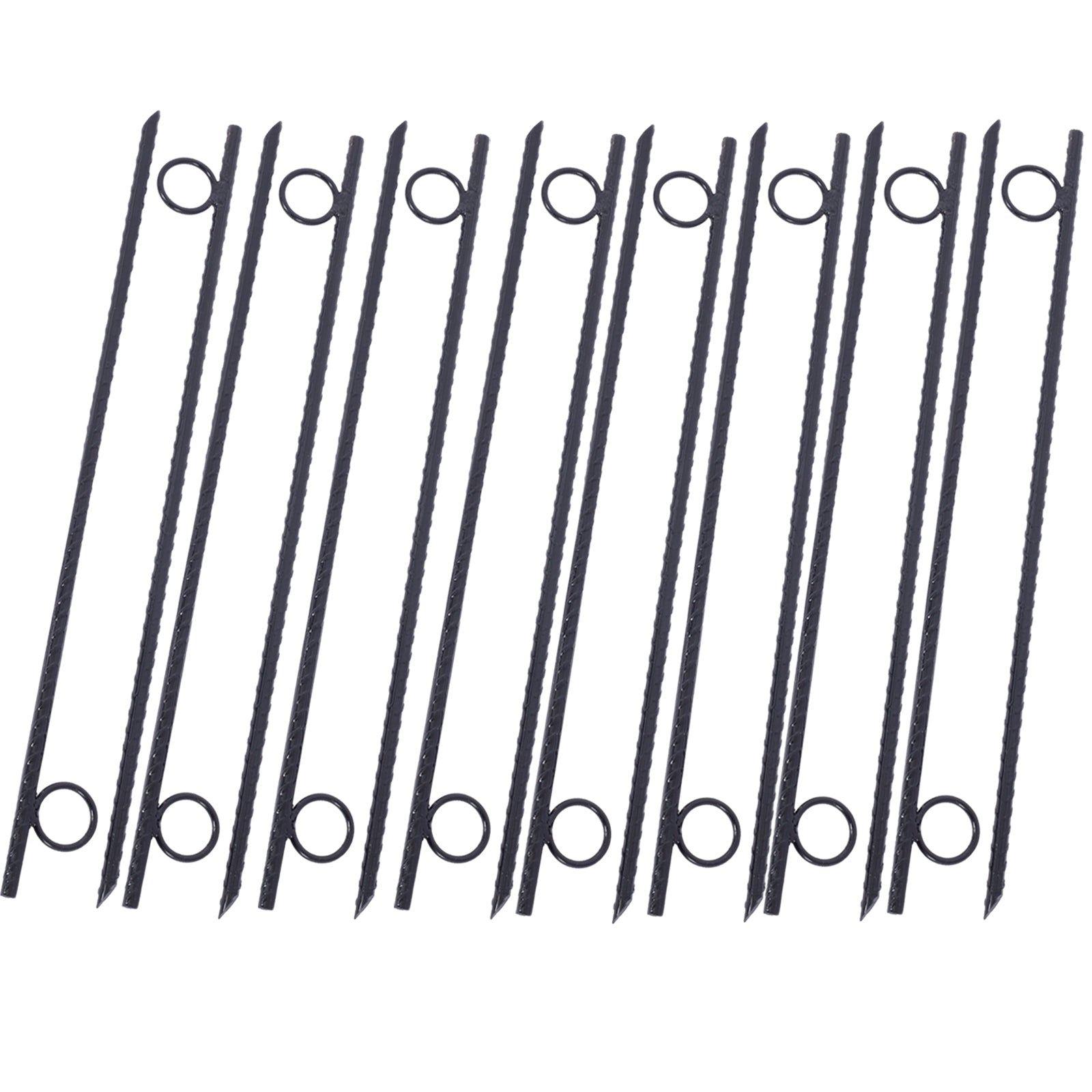 Rebar Stake With Loop 16Pcs Grip Rebar 3 8X 18 Inch Steel Durable Heavy Duty Tent Canopy Ground Stakes With Angled Ends And 1 Inch Loops For Campsites And Canopies Black Steel