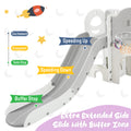 Kids Slide Playset Structure 9 In 1, Freestanding Space Set With Slide, Arch Tunnel, Ring Toss, Drawing Whiteboardl And Basketball Hoop For Toddlers, Kids Climbers Playground Grey White Hdpe