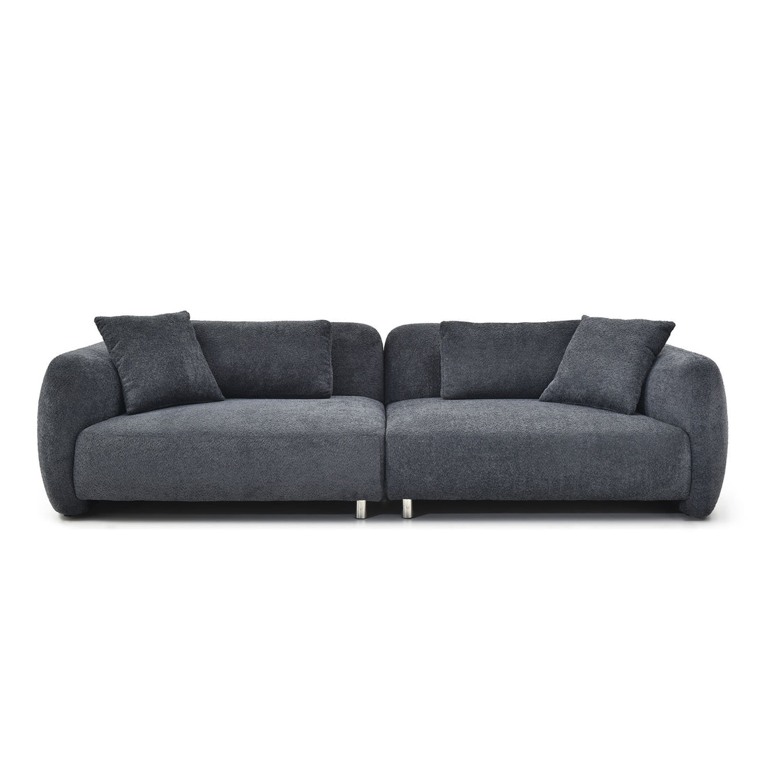 110.23 Inches Teddy Velvet Sofa, Mid Century Sofa 3 Seater Couch With 4 Pillows For Bedroom, Living Room, Lounges, Office, Apartment Black Black Teddy