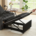 3 In 1 Sofa Bed, Convertible Sleeper Chair Sofa Bed Adjustable Pull Out Sleeper Chair Bed Multi Pockets Folding Sofa Bed For Living Room Bedroom Small Space Black Black Velvet 1 Seat