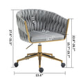 Modern Design The Backrest Is Hand Woven Office Chair,Vanity Chairs With Wheels,Height Adjustable,360 Swivel For Bedroom, Living Room Grey Grey Bedroom Foam Modern Office Chairs Foam Velvet