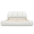 Queen Size Luxury Upholstered Bed With Thick Headboard, Leather Queen Bed With Oversized Padded Backrest, White Expect Arrival Date 2024 3 27 Queen White Pu Leather