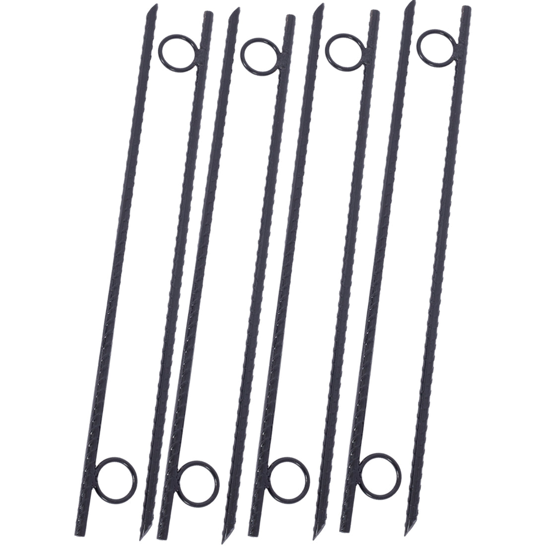 Rebar Stake With Loop 8Pcs Grip Rebar 3 8X 18 Inch Steel Durable Heavy Duty Tent Canopy Ground Stakes With Angled Ends And 1 Inch Loops For Campsites And Canopies Black Steel