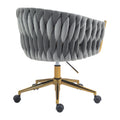 Modern Design The Backrest Is Hand Woven Office Chair,Vanity Chairs With Wheels,Height Adjustable,360 Swivel For Bedroom, Living Room Grey Grey Bedroom Foam Modern Office Chairs Foam Velvet