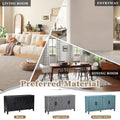 4 Door Retro Sideboard With Adjustable Shelves, Two Large Cabinet With Long Handle, For Living Room And Dining Room Black Black Mdf