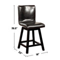 Set Of 2 Swivel Padded Counter Height Chairs In Black Finish Solid Black Dining Room Faux Leather