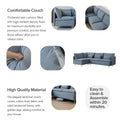 Modular L Shaped Corner Sofa, Movable Chaise Facing Left Right, Grey Cotton Linen 90.9 Inches Grey Foam Cotton Linen 3 Seat