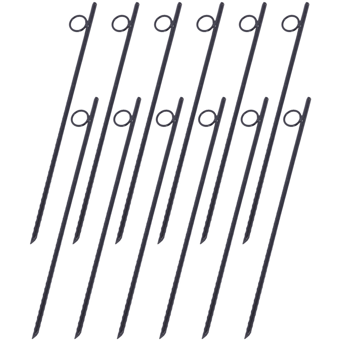 Rebar Stake With Loop 12Pcs Grip Rebar 3 8X 18 Inch Steel Durable Heavy Duty Tent Canopy Ground Stakes With Angled Ends And 1 Inch Loops For Campsites And Canopies Black Steel
