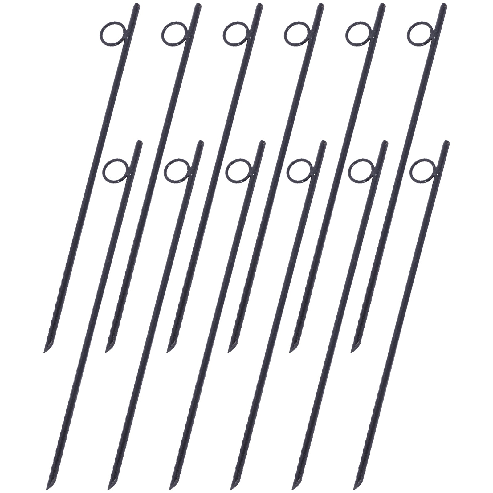 Rebar Stake With Loop 12Pcs Grip Rebar 3 8X 18 Inch Steel Durable Heavy Duty Tent Canopy Ground Stakes With Angled Ends And 1 Inch Loops For Campsites And Canopies Black Steel