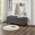 Upholstered Tufted Button Storage Bench ,Linen Fabric Entry Bench With Spindle Wooden Legs, Bed Bench Dark Gray Tufted Dark Gray Espresso Linen Or Linen Blend Primary Living Space Black American Design Rubberwood Wood Internal Storage Foam Linen