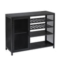 Bar Cabinet,Wine Bar Cabinet,Liquor Storage Credenza,Sideboard With Wine Racks & Stemware Holder,With Uab Socket,Metal Bracket,Canbeplacedin Familybars,Hallways,Living Rooms,Color:Black Marble Texture 3 4 Spaces Black Primary Living Space Built In