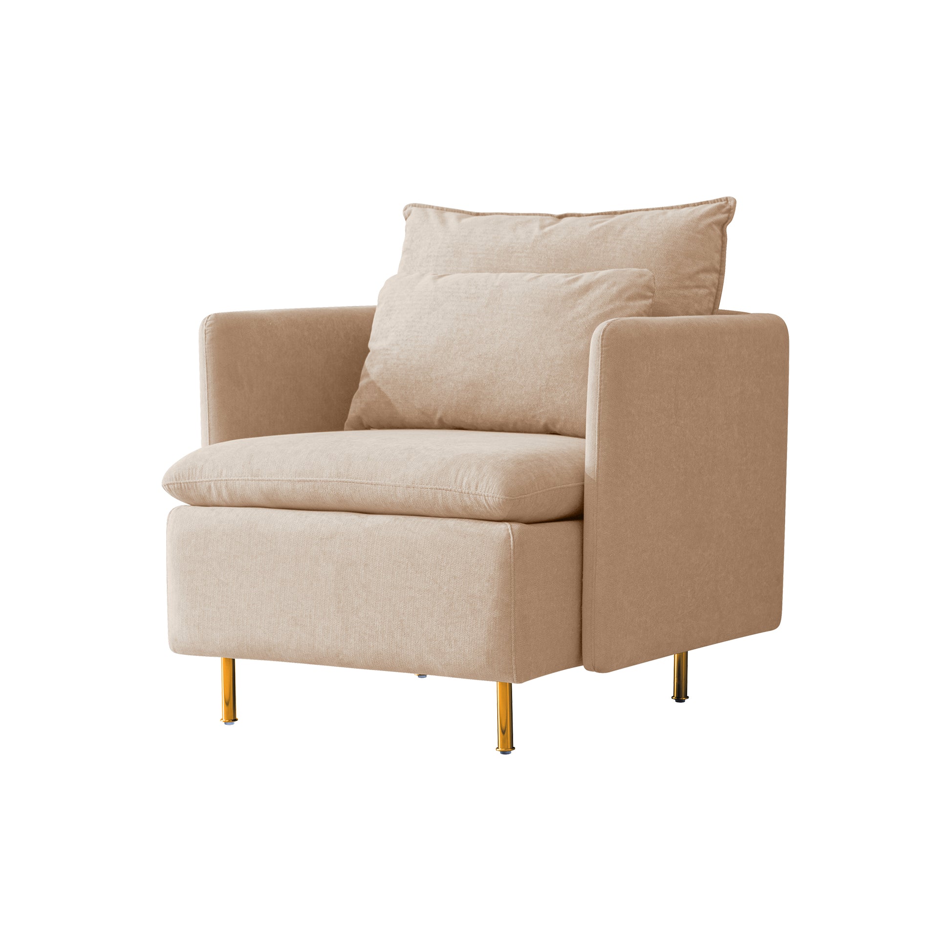 Modern Fabric Accent Armchair,Upholstered Single Sofa Chair,Beige Cotton Linen 30.7'' Beige Foam Cotton Linen 1 Seat