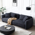 110.23 Inches Teddy Velvet Sofa, Mid Century Sofa 3 Seater Couch With 4 Pillows For Bedroom, Living Room, Lounges, Office, Apartment Black Black Teddy