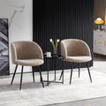 Adjust Legs Upholstered Teddy Faux Fur Dining Armrest Chair Set Of 2 Light Brown Metal Light Brown Dining Room Powder Coated Foam Dry Clean Round Mid Century Modern Solid Back Foam Polyester