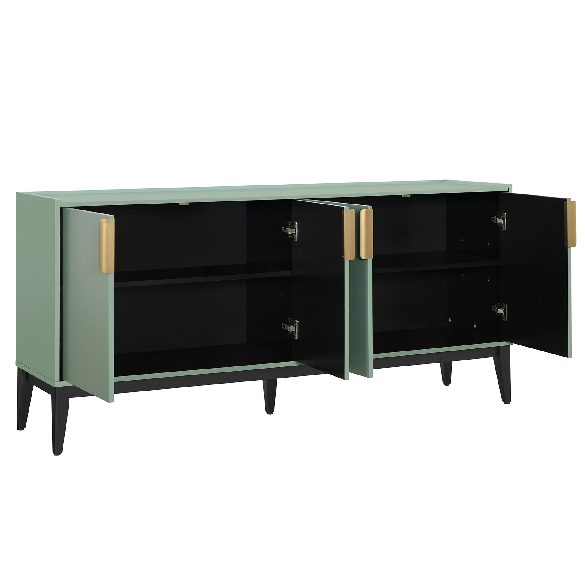 Storage Cabinet Sideboard Wooden Cabinet With 4 Doors For Hallway, Entryway, Living Room, Adjustable Shelf Green Solid Wood Mdf