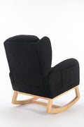 049 Teddy Fabric Rocking Chair With Packet Wood Legs,Black Wood Solid Black Primary Living Space Foam Wipe Clean Modern Rocking Chairs Eucalyptus Tufted Back Foam Teddy