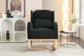 049 Teddy Fabric Rocking Chair With Packet Wood Legs,Black Wood Solid Black Primary Living Space Foam Wipe Clean Modern Rocking Chairs Eucalyptus Tufted Back Foam Teddy