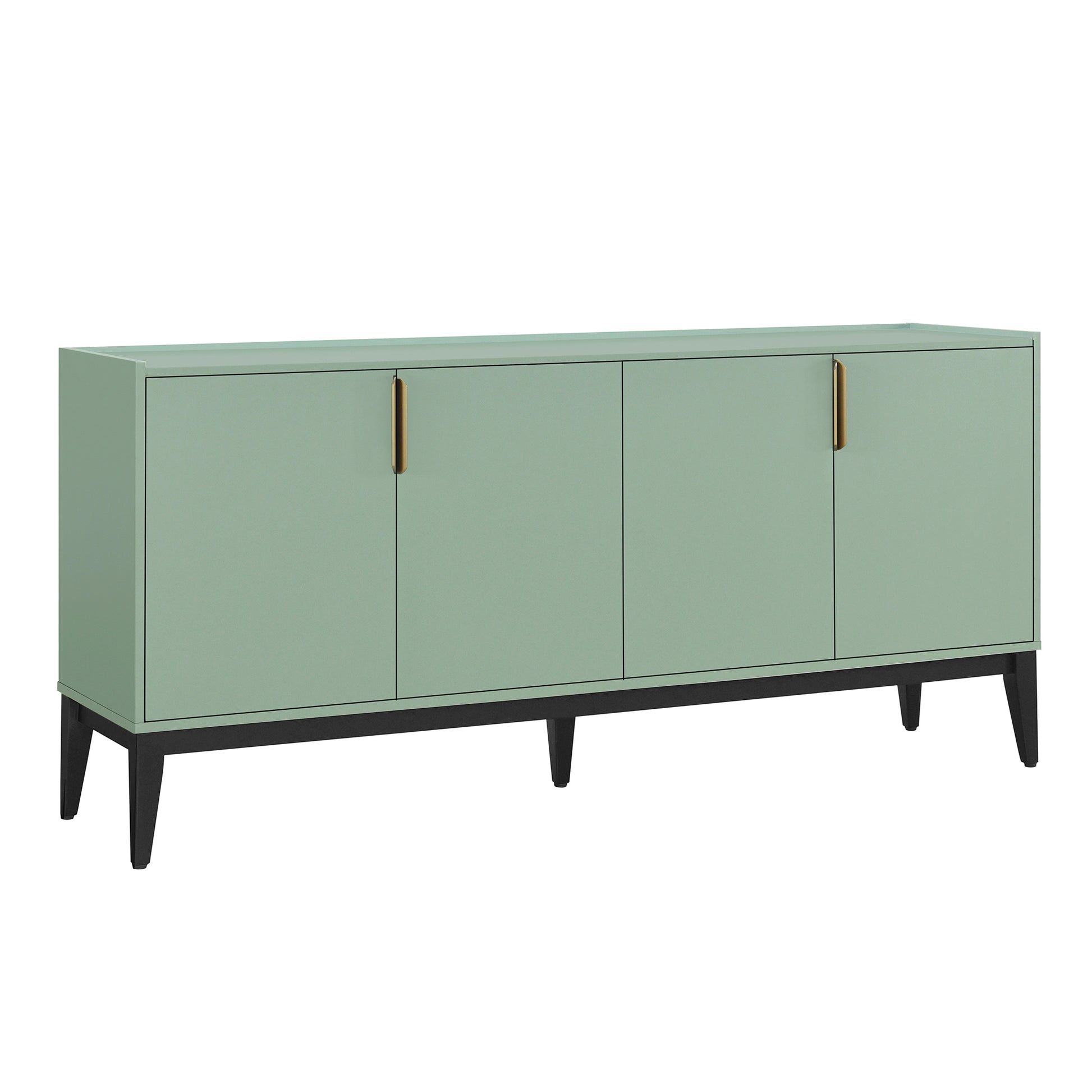 Storage Cabinet Sideboard Wooden Cabinet With 4 Doors For Hallway, Entryway, Living Room, Adjustable Shelf Green Solid Wood Mdf