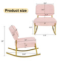 Teddy Velvet Material Cushioned Rocking Chair, Unique Rocking Chair, Cushioned Seat, Pink Backrest Rocking Chair, And Golden Metal Legs. Comfortable Side Chairs In The Living Room, Bedroom, And Office Pink Velvet