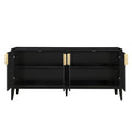 Storage Cabinet Sideboard Wooden Cabinet With 4 Doors For Hallway, Entryway, Living Room, Adjustable Shelf Black Solid Wood Mdf