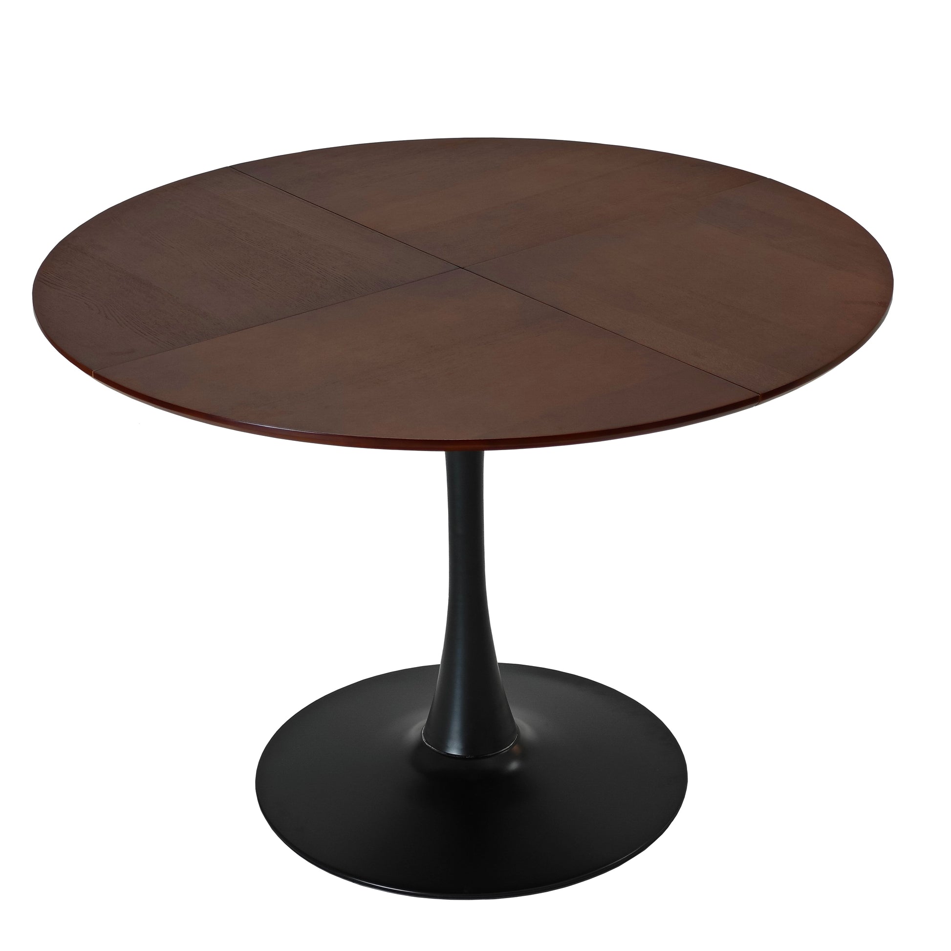 47.24"Modern Round Dining Table,Four Patchwork Tabletops With Oak Color Solid Wood Grain Table Top,Metal Base Dining Table, End Table Leisure Coffee Table Brown Oak Mdf Metal