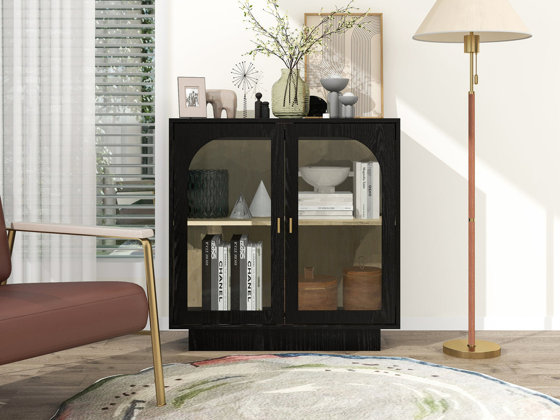 Storage Cabinet With Acrylic Door For Living Room, Dining Room, Study Black Particle Board