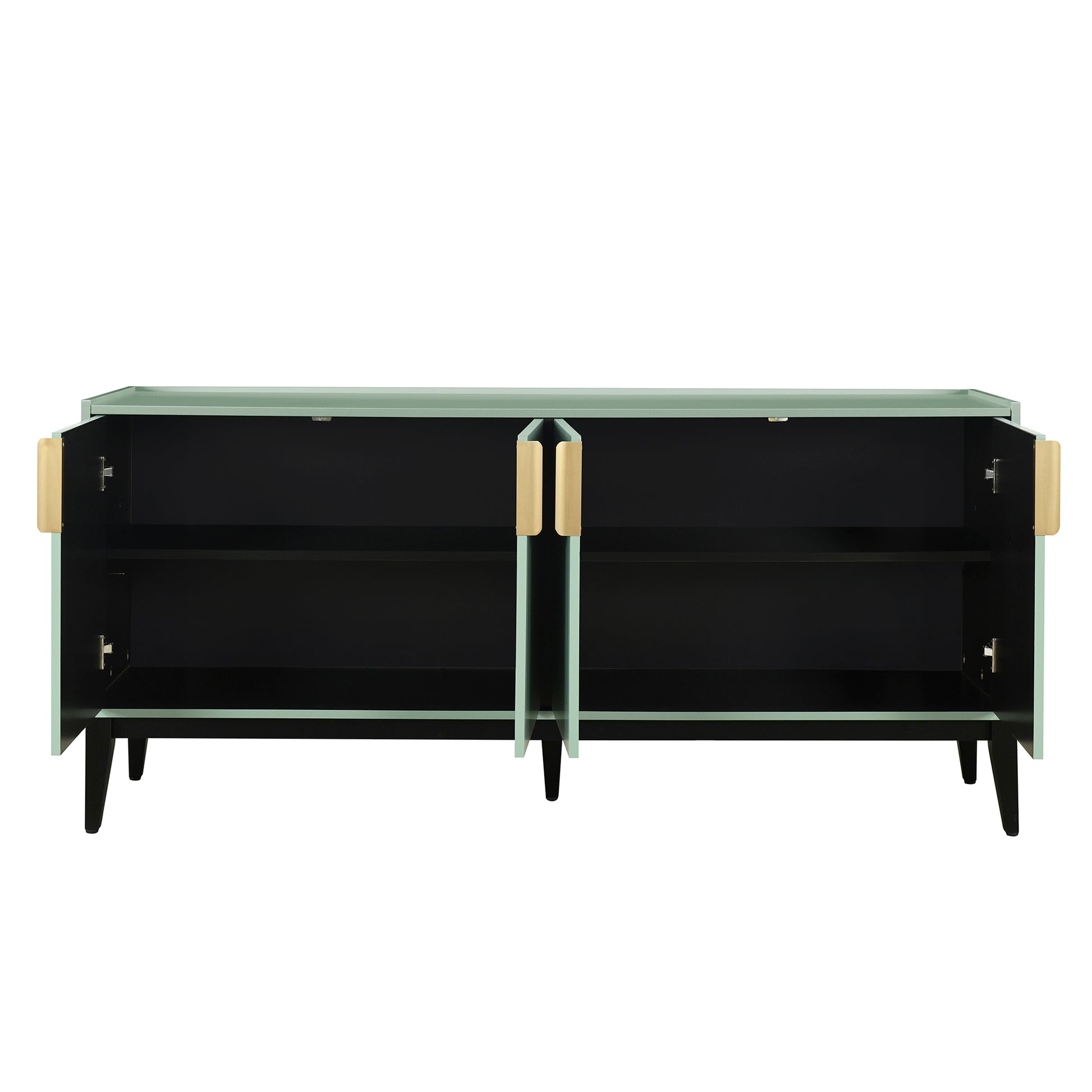 Storage Cabinet Sideboard Wooden Cabinet With 4 Doors For Hallway, Entryway, Living Room, Adjustable Shelf Green Solid Wood Mdf