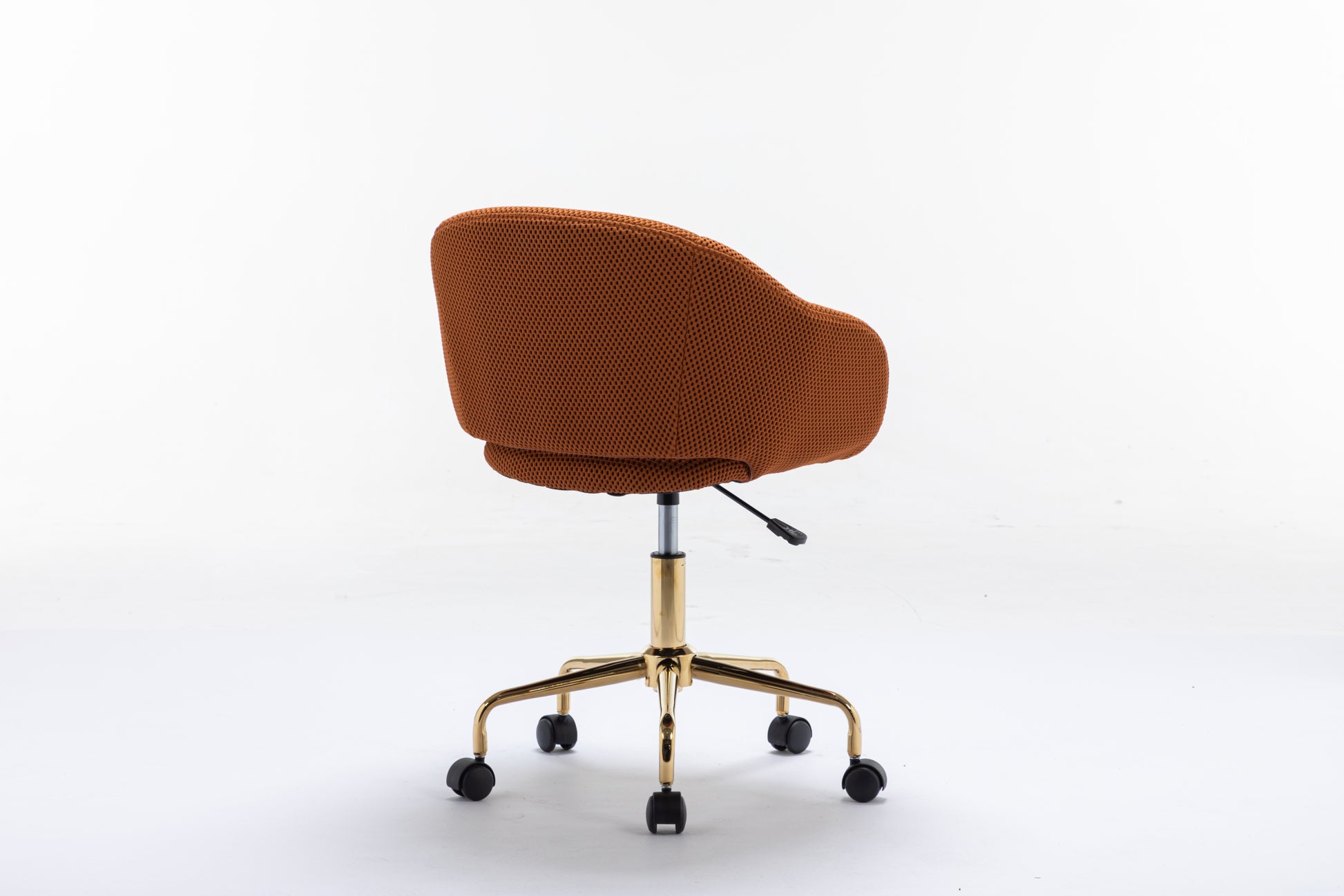 047 Mesh Fabric Home Office 360 Swivel Chair Adjustable Height With Gold Metal Base,Caramel Solid Caramel Office Sponge Wipe Clean Modern Office Chairs Tufted Back Foam Adjustable Height Fabric Mesh