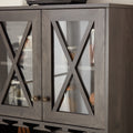 Farmhouse Bar Cabinet For Liquor And Glasses, Dining Room Kitchen Cabinet With Wine Rack, Sideboards Buffets Bar Cabinet L26.89''*W15.87''*H67.3'' Charcoal Grey Charcoal Grey Dining Room Cabinets Included Mdf