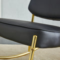 Pu Material Cushioned Rocking Chair, Unique Rocking Chair, Cushioned Seat, Black Backrest Rocking Chair, And Gold Metal Legs. Comfortable Side Chairs In The Living Room, Bedroom, And Office Black Pu