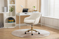 046 Mesh Fabric Home Office 360 Swivel Chair Adjustable Height With Gold Metal Base,Beige Solid Beige Office Sponge Wipe Clean Modern Office Chairs Tufted Back Foam Adjustable Height Fabric Mesh