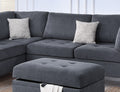 3 Pcs Reversible Sectional Set Living Room Furniture Charcoal Color Chenille Couch Sofa, Reversible Chaise Ottoman Charcoal Primary Living Space Contemporary,Modern,Transitional L Shaped Rubberwood Chenille 4 Seat