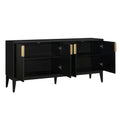 Storage Cabinet Sideboard Wooden Cabinet With 4 Doors For Hallway, Entryway, Living Room, Adjustable Shelf Black Solid Wood Mdf