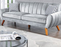 Contemporary 2 Pcs Sofa Set Living Room Furniture Light Gray Velvet Couch Sofa And Loveseat Plush Cushion Unique Lines Plush Sofa. Light Gray Velvet Wood Primary Living Space Classic,Contemporary,Modern Velvet 5 Seat