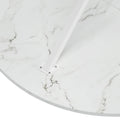 42.13'' Modern Cross Leg Round Dining Table, White Marble Top Occasional Table, Two Piece Removable Top, Matte Finish Iron Legs White Mdf Metal