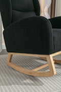 049 Teddy Fabric Rocking Chair With Packet Wood Legs,Black Wood Solid Black Primary Living Space Foam Wipe Clean Modern Rocking Chairs Eucalyptus Tufted Back Foam Teddy