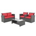 Patio Furniture Sets Dark Gray Seats 4 Pe Rattan Iron Waterproof Fabric