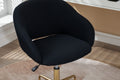 047 Mesh Fabric Home Office 360 Swivel Chair Adjustable Height With Gold Metal Base,Black Solid Black Office Sponge Wipe Clean Modern Office Chairs Tufted Back Foam Adjustable Height Fabric Mesh