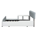 Full Size Upholstered Platform Bed With Storage Nightstand And Guardrail, Gray Box Spring Not Required Full Gray Wood Bedroom Upholstered