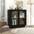 Storage Cabinet With Acrylic Door For Living Room, Dining Room, Study Black Particle Board