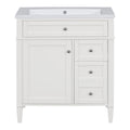 30'' Bathroom Vanity With Top Sink, Modern Bathroom Storage Cabinet With 2 Drawers And A Tip Out Drawer, Single Sink Bathroom Vanity 3 White 1 2 Adjustable Shelves Bathroom Freestanding Solid Wood Mdf Painted