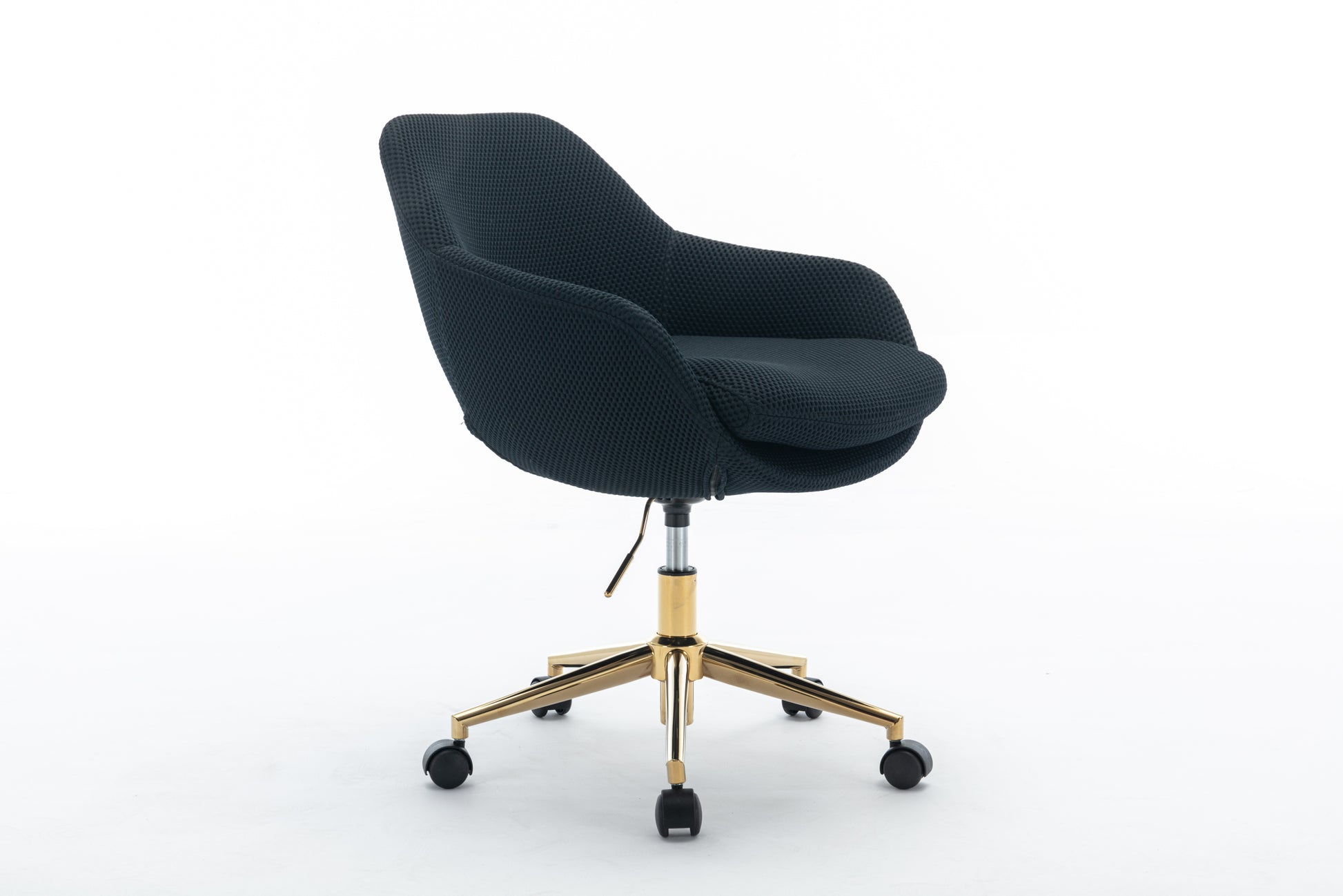 046 Mesh Fabric Home Office 360 Swivel Chair Adjustable Height With Gold Metal Base,Black Solid Black Office Sponge Wipe Clean Modern Office Chairs Tufted Back Foam Adjustable Height Fabric Mesh